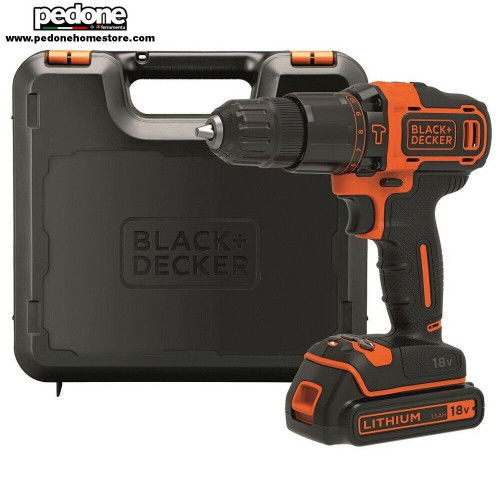 Black-Black+Decker Trapano avvitatore percussione 18V batteria litio mandrino BDCHD18K