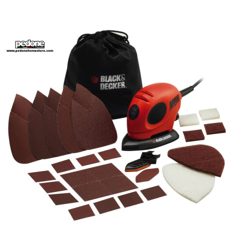Black & decker levigatrice palmare mouse 55 watt + 15 ricambi accessori ka161bc
