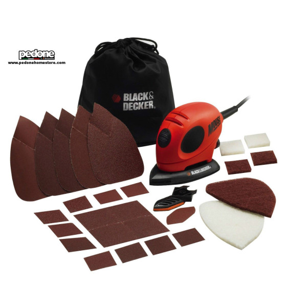 Black & decker levigatrice palmare mouse 55 watt + 15 ricambi accessori ka161bc