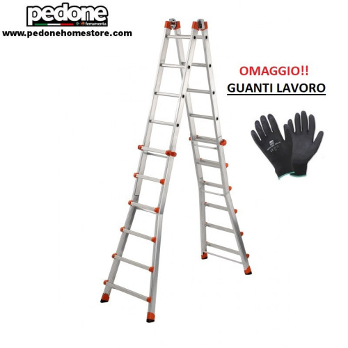 Scala in alluminio telescopica GIERRE Peppina AL060 6+6 gradini + OMAGGIO GUANTI