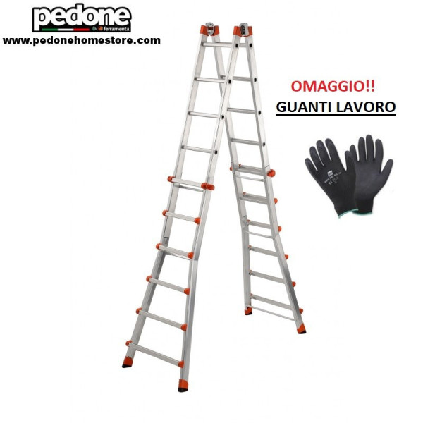 Scala in alluminio telescopica GIERRE Peppina AL060 6+6 gradini + OMAGGIO GUANTI