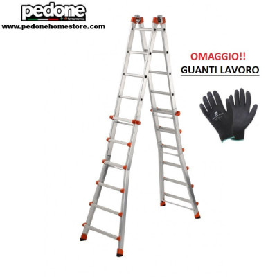 Scala in alluminio telescopica GIERRE Peppina AL060 6+6 gradini + OMAGGIO GUANTI