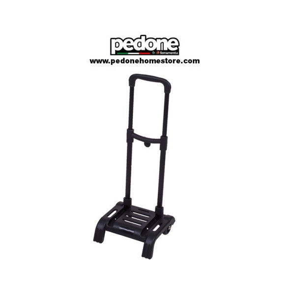 Carrello trolley Scuola portapacchi richiudibile in plastica nero con 2 ruote