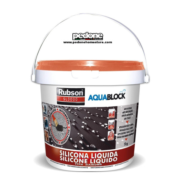 Rubson Silicone liquido 1kg Terracotta impermeabilizza protezione Aquablock Tetti Camper