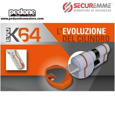 Cilindro Europeo SECUREMME EVO K64 Alta Sicurezza 5 Chiavi + Chiave da Cantiere