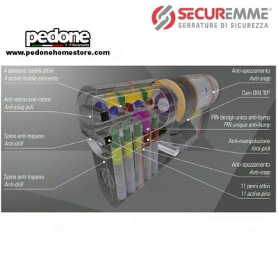 Cilindro Europeo SECUREMME EVO K64 Alta Sicurezza 5 Chiavi + Chiave da Cantiere