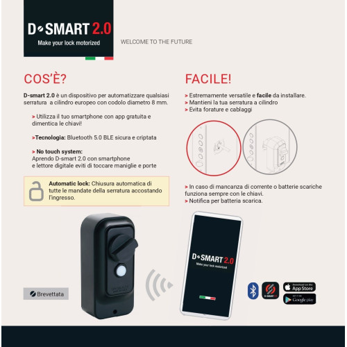 D-SMART 2.0 SISTEMA MOTORIZZATO DI SICUREZZA SMARTPHONE PER PORTE B&B HOTEL