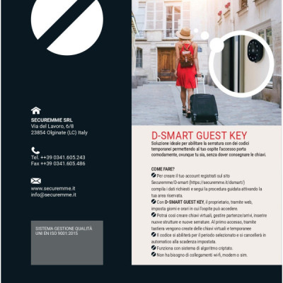 D-SMART 2.0 SISTEMA MOTORIZZATO DI SICUREZZA SMARTPHONE PER PORTE B&B HOTEL