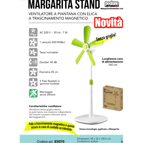 VENTILATORE A PIANTANA CFG EV070 MARGARITA STAND PALE FLESSIBILI SENZA GRIGLIA