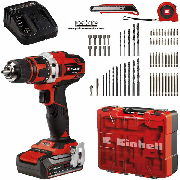 TRAPANO AVVITATORE A BATTERIA LITIO 18V 2,5 Ah + VALIGETTA 69 ACCESSORI EINHELL