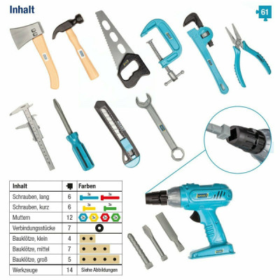 Valigetta porta utensili Giocattolo Bambino Trapano con contenuto 61 JUNIORTOOL1 ABC