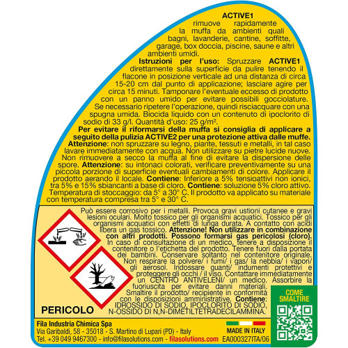 Spray Antimuffa Fila Active 1 500ml Antimuffa Spray Rimuove Rapidamente la muffa