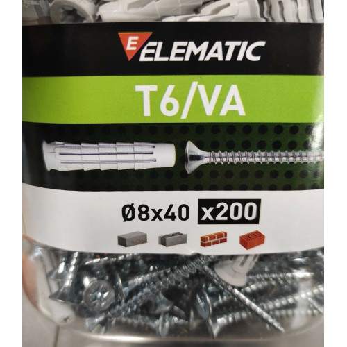 BOX KIT 200 Pz. TASSELLO TASSELLI in NYLON T6/VA con VITE 8x40mm