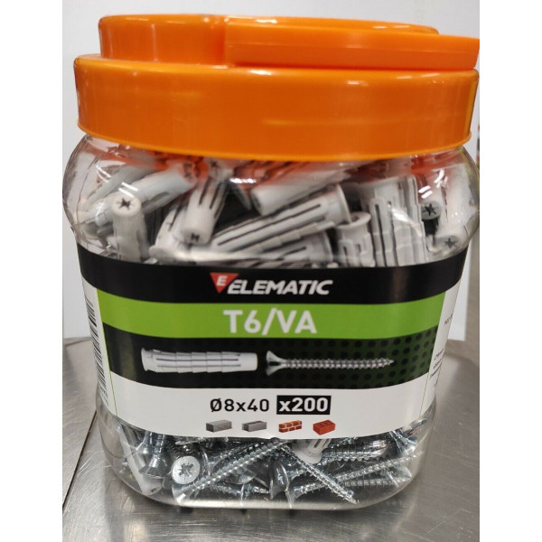 BOX KIT 200 Pz. TASSELLO TASSELLI in NYLON T6/VA con VITE 8x40mm