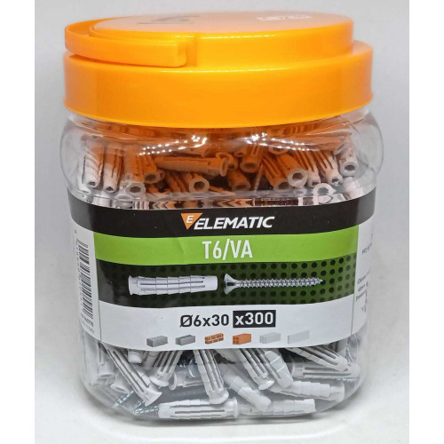 ELEMATIC BOX 300 TASSELLI T6/VA 6x30mm CON VITE cod. 565770