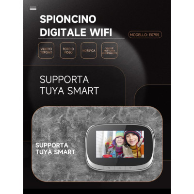 Spioncino Digitale WIFI con Sensore di Movimento HD Memoria 32GB Ricaricabile 4.3 Pollici