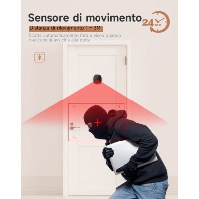 Spioncino Digitale WIFI con Sensore di Movimento HD Memoria 32GB Ricaricabile 4.3 Pollici