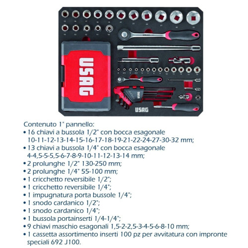 USAG 002 JMA set utensili valigia porta attrezzi assortimento manutenzione 181pz