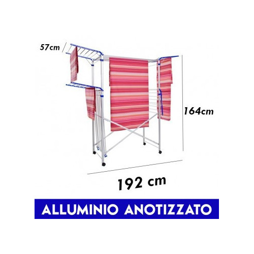 Stendibiancheria Verticale Stendilenzuola Alluminio Anotizzato Maxi per Lenzuola 35 Metri
