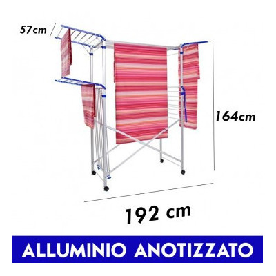 Stendibiancheria Verticale Stendilenzuola Alluminio Anotizzato Maxi per Lenzuola 35 Metri