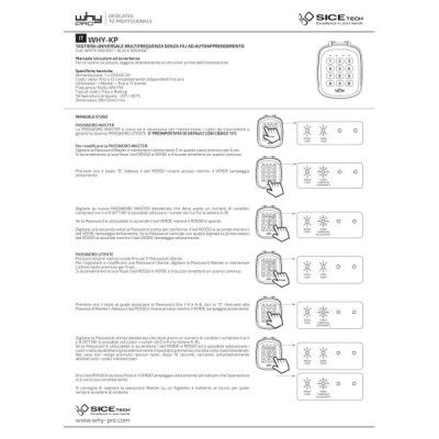 SITECH TASTIERA WHY-PAD UNIVERSALE MULTIFREQUENZA SENZA FILI AD AUTOAPPRENDIMENTO BIANCO