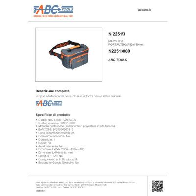 Borsa Marsupio Portautensili in Tessuto ABC TOOLS N2251/3