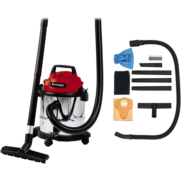 Bidone aspiratutto Einhell TC-VC 1812-S Bidone in acciaio lt. 12 Aspira liquidi