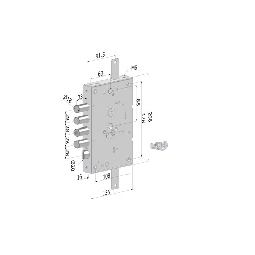 Serratura Securemme 2651 Europea Porta Blindata mod. Mottura Triplice E.63 I.28