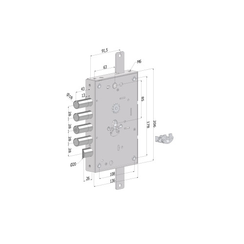 Serratura Securemme 2651 Europea Porta Blindata mod. Mottura Triplice E.73 I.28