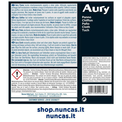AURY 1 PANNO PER LUCIDARE L' ARGENTO NUNCAS PULIZIA CASA