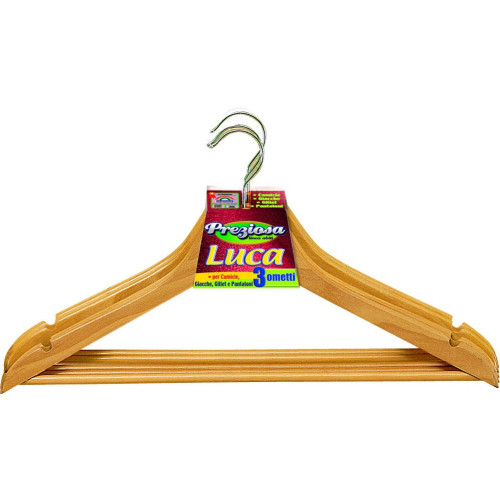 Ometto legno "Luca" tris