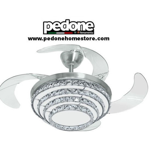 VENTILATORE A SOFFITTO CHANDELIER JOHNSON CRISTALLO CON LUCI A LED