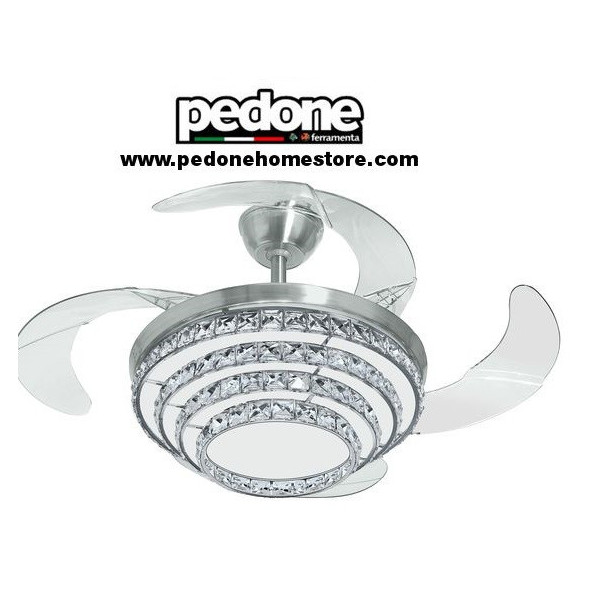 VENTILATORE A SOFFITTO CHANDELIER JOHNSON CRISTALLO CON LUCI A LED