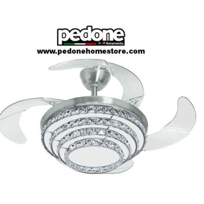 VENTILATORE A SOFFITTO CHANDELIER JOHNSON CRISTALLO CON LUCI A LED