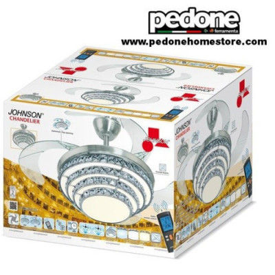 VENTILATORE A SOFFITTO CHANDELIER JOHNSON CRISTALLO CON LUCI A LED