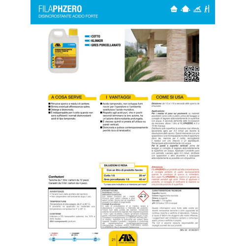 Fila PHZERO Disincrostante Acido LT.1