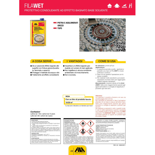 Idrorepellente Per Marmo Fila Wet Pietre Protettivo EFFETTO BAGNATO Filawet 1LT