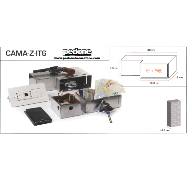 CASSAFORTE CASSETTO PORTA VALORI A SCOMPARSA FINTA PRESA INVISIBILE CAMA-Z-IT6