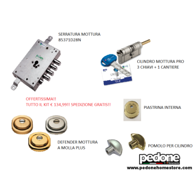KIT SERRATURA PORTA BLINDATA CILINDRO EUROPEO MOTTURA 85371D28N COMPLETO TRASPORTO GRATIS!!